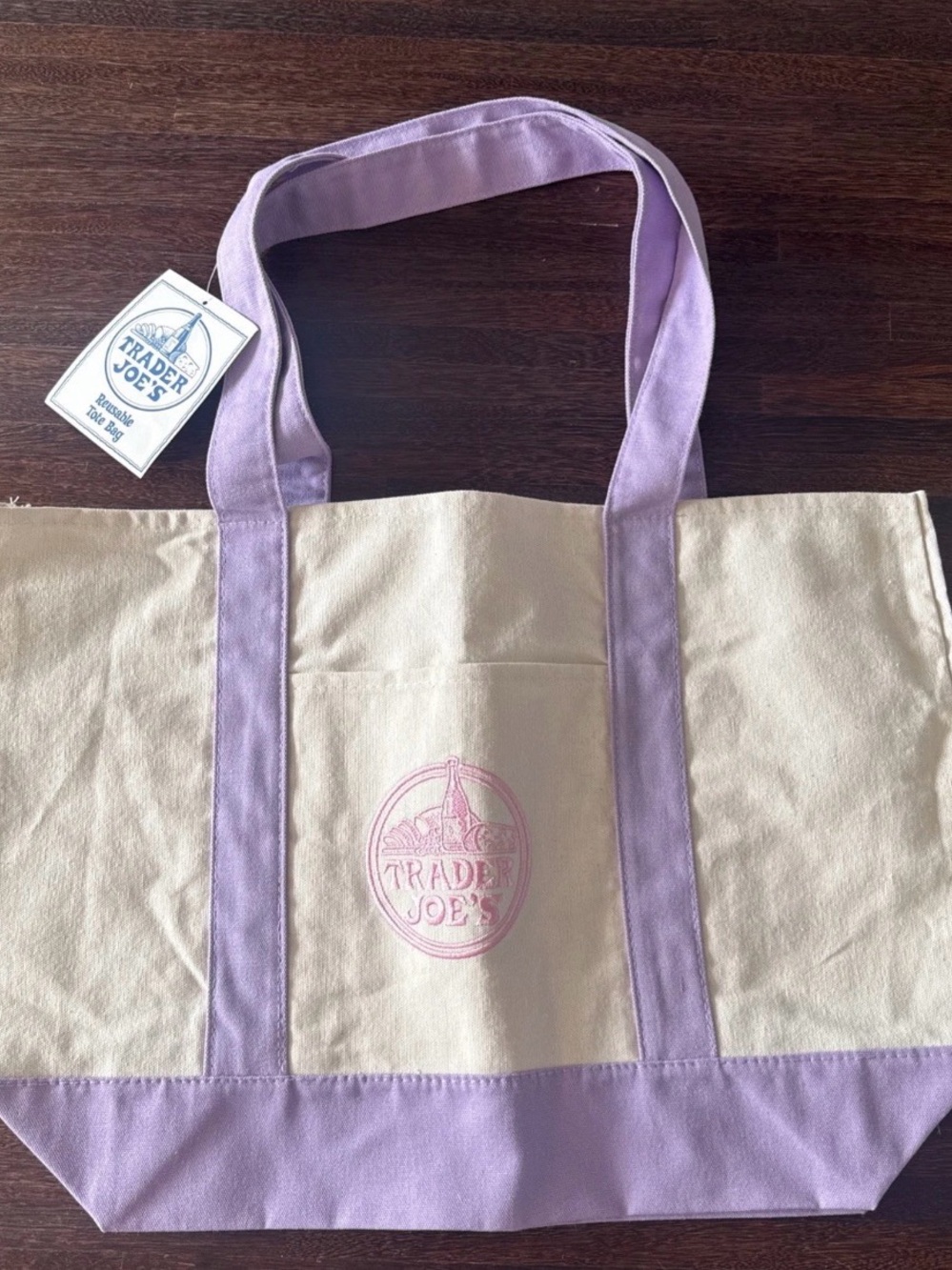 Trader Joe’s Lavender Trim Canvas Tote Bag